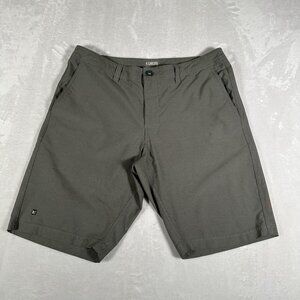 Linksoul Shorts Men Size 34 Gray 10in Inseam Chino Slash Pockets Golf Logo